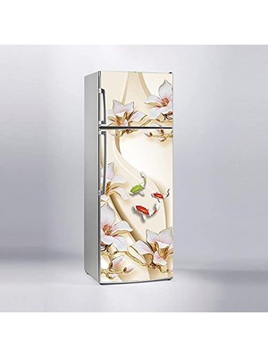 Pratik Ev Buzdolabı Sticker Kaplama Dolap Kaplama Etiketi 3D Balıklar Gül