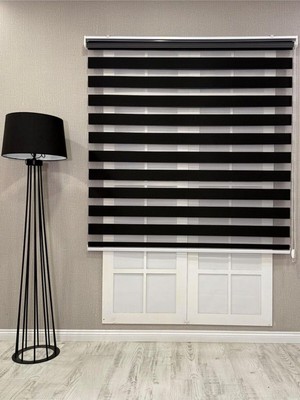 Bambu Zebra Stor Güneşlik Perde, Siyah, 80 x 200