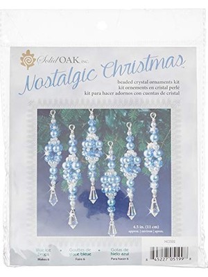 Pratik Ev Nostalgic Christmas Beaded Crystal Ornament Kit-Blue Crystal Ice Drops -NCHBOK-022