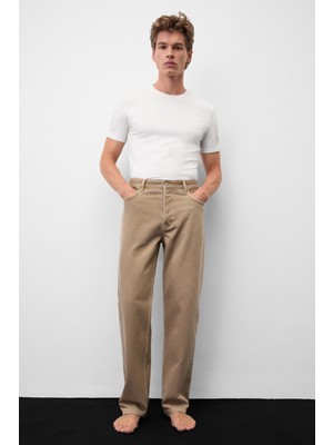 Grimelange Carpe Erkek Straight Fit Vizon - Bej Jeans