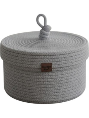 Comfort Craft Jüt Kapaklı Yuvarlak Sepet | El Dokuma Hasır Çok Amaçlı Organizer (25X15 Cm) - 5 Renk
