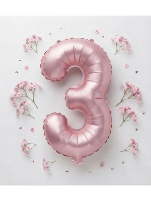 Çavuş E-Ticaret Pembe Rengi 3 Rakam Folyo Balon 76 cm 3 Yaş Balonu Doğum Günü