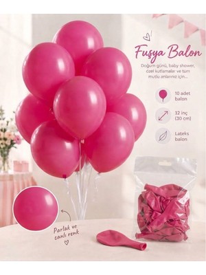 Partyora 10’lu Fuşya Lateks Balon – 12 Inç / 30 cm