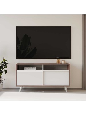 Adore Mobilya Adore Retro Slide TV Sehpası Latte-Soft Beyaz Yonga Levha Ergonomik Tasarım 120 x 60 x 40 cm