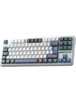 Aula F87 Pro Mekanik Kablosuz TKL Klavye, Bluetooth Bağlantılı, Ev - Ofis Kullanımı için Mavi