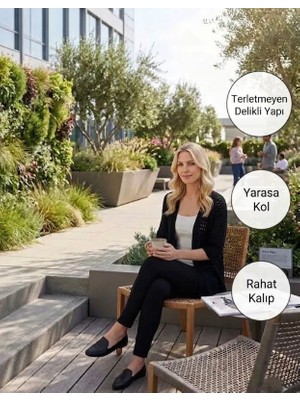 Urumday Triko Delikli Düğmesiz Bedensiz Hırka