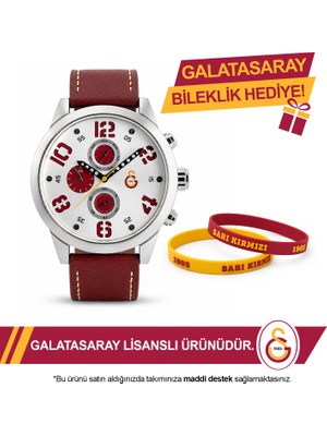 Galatasaray Deri Kol Saati U13856 - GS Bileklik Hediyeli