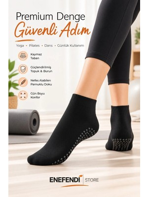 NF ND ENEFENDİ Kaydırmaz Tabanlı Unisex Siyah Yoga, Pilates Ve Tavaf Çorabı | Konforlu Spor Patik Çorap 36-40