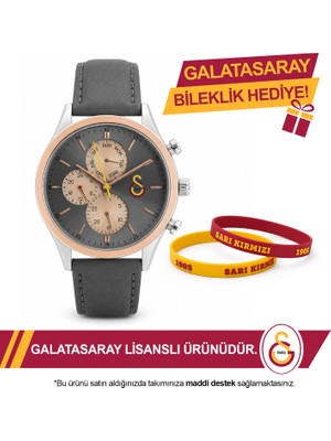 Galatasaray Deri Kol Saati U13857 - GS Bileklik Hediyeli
