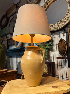 Ahşabın Ruhu El Işçiliği Özel Üretim Vintage Küp Abajur – 60 cm