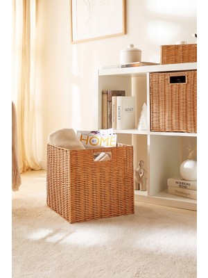 Ocean Home Textile Yıkanabilir Bej Pp Rattan Sepet 33 x 33 x 33 cm