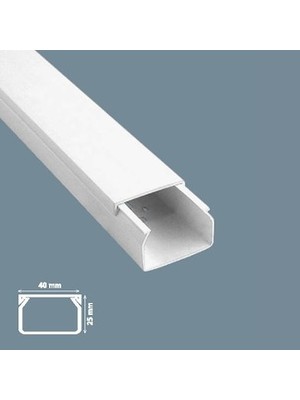 Mutlusan 40X25 Yapışkanlı Kablo Kanalı 2 Metre Beyaz PVC Dıştan Kapaklı Özellikli