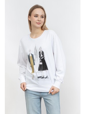 Dkny L/s Two Girl Women's Knitwear White