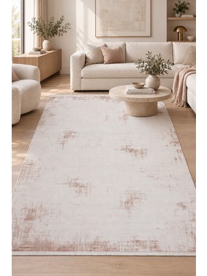 Ally Carpet Kaelin Mekon Vizon Krem Özel Ölçü Salon Oturma Odası Koridor Halısı Akrilik Robot Süpürge Uyumlu Kol