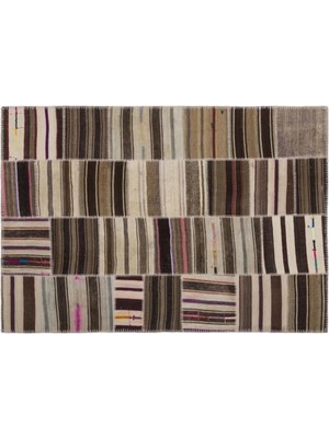 Apex Halı El Dokuması Patchwork Vintage Yün Pamuk Çizgili Halı 2225 160 x 230 cm