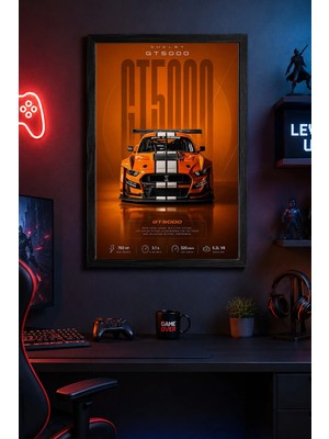 Charmbi Shelby GT5000 Siyah Ahşap Çerçeveli Poster Premium Dijital Baskı Tablo 15X21 | 21X30 | 30X42