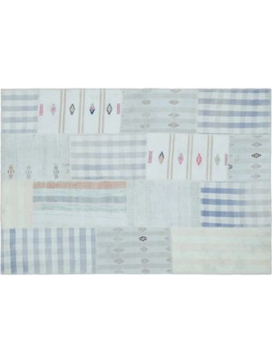 Apex Halı El Dokuması Patchwork Vintage Yün-Pamuk Çizgili Halı 25394 155 x 225 cm