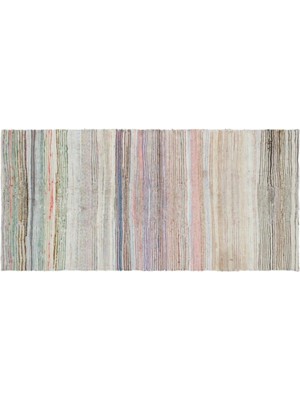 Apex Halı El Dokuması Vintage Yün-Pamuk Çizgili Çaput Halı 31707 140 x 283 cm