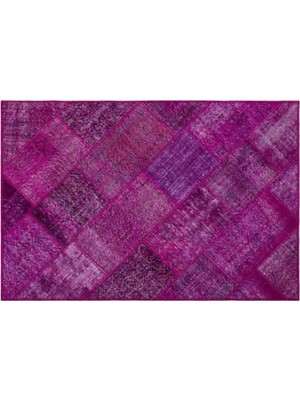 Apex Halı El Dokuması Patchwork Vintage Yün-Pamuk Fuşya Halı 26630 120 x 180 cm