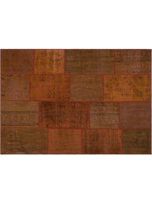 Apex Halı El Dokuması Patchwork Vintage Yün-Pamuk Kahve Halı 33950 160 x 230 cm