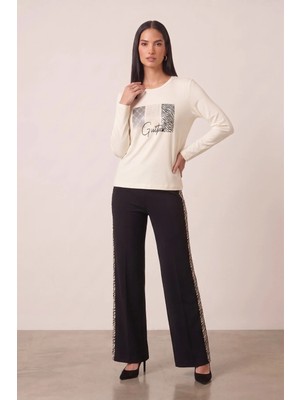 Guitar Relax Fit Ekru Penye Bluz