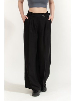 Karl Lagerfeld Belt Detail Daily Pants Women's Black