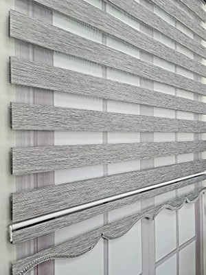 Pratik Ev Bambu Kumaş Stor Zebra Perde, Sert Plastik Kasalı, 150X200, Gri