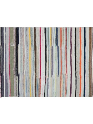 Apex Halı El Dokuması Vintage Yün-Pamuk Çizgili Çaput Halı 32419 175 x 227 cm