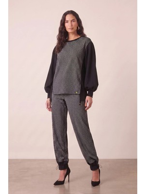 Guitar Casual Siyah Poplin Bluz