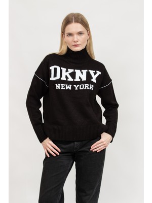 Dkny Intarsia Logo Turtle Women's Sweater Black