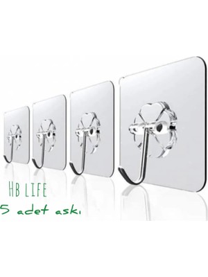 Store 5 Adet 6X6CM Şeffaf Güçlü Kendinden Yapışkanlı Kapı Duvar Askıları Ağır Yük Taşıma