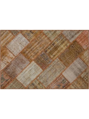 Apex Halı El Dokuması Patchwork Vintage Yün-Pamuk Kahve Halı 31111 120 x 180 cm