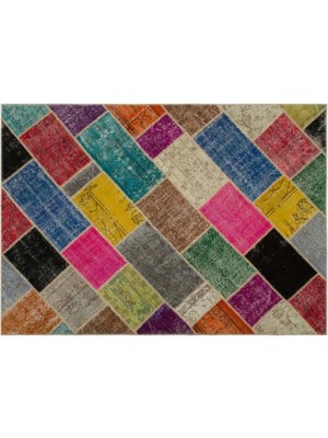 Apex Halı El Dokuması Patchwork Vintage Yün-Pamuk Multi Naturel Halı 21652 160 x 233 cm