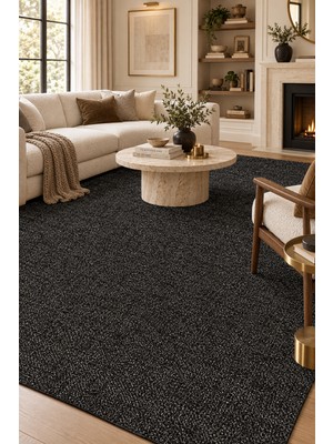 Ally Carpet Izdiz Jutal Antrasit Sisal Tarzı Özel Ölçü Halı Mutfak Koridor Robot Süpürge Uyumlu Kolay Temizlenir