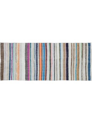 Apex Halı El Dokuması Vintage Yün-Pamuk Çizgili Çaput Halı 31744 152 x 362 cm