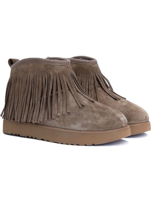 Divarese Dıvarese Mink Tassel Detail Women's Suede Boots