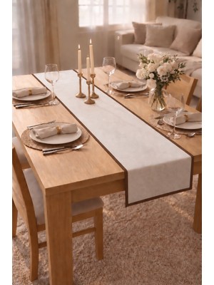 Şah Textile Design Biyeli Premium Yıkanmış Keten Runner 40X110