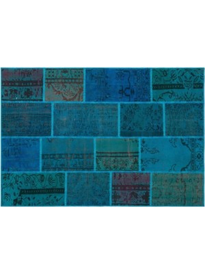 Apex Halı El Dokuması Vintage Yün-Pamuk Turkuaz Halı 26368 160 x 230 cm