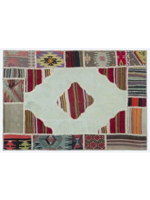 Apex Halı El Dokuması Patchwork Vintage Yün-Pamuk Naturel Halı 25152 125 x 180 cm