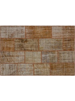 Apex Halı El Dokuması Patchwork Vintage Yün-Pamuk Kahve Halı 33204 120 x 180 cm