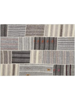 Apex Halı El Dokuması Patchwork Vintage Yün Pamuk Çizgili Halı 1149 160 x 230 cm
