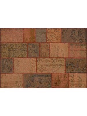 Apex Halı El Dokuması Patchwork Vintage Yün-Pamuk Kahve Halı 33913 160 x 230 cm