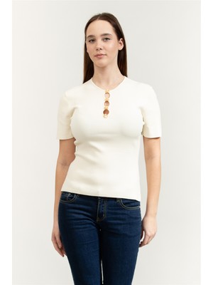 Karl Lagerfeld Karl Daily Knit Top Women's Cream