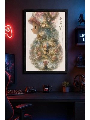 Charmbi Tony Tony Chopper Siyah Çerçeveli Modern Duvar Tablosu Özel Kaplama Poster 15X21 | 21X30 | 30X42