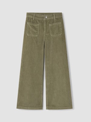 Lc Waikiki Yeni Sezon Yeşil Regular Fit Kız Çocuk Kadife Pantolon