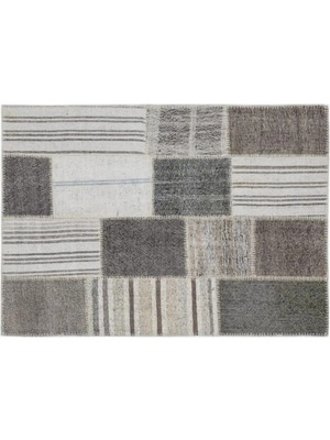 Apex Halı El Dokuması Patchwork Vintage Yün-Pamuk Çizgili Halı 1387 120 x 172 cm
