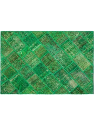 Apex Halı El Dokuması Patchwork Vintage Yün-Pamuk Yeşil Halı 20952 160 x 232 cm