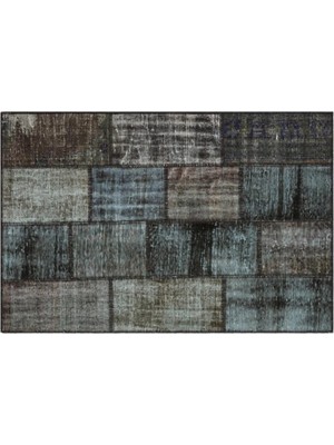 Apex Halı El Dokuması Patchwork Vintage Yün-Pamuk Gri Halı 35383 120 x 181 cm