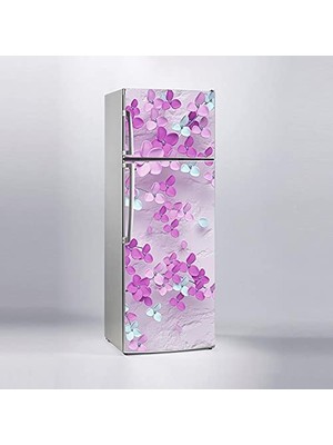 Pratik Ev Buzdolabı Sticker Kaplama Dolap Kaplama Etiketi 3D Mor Ağaç