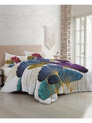 Pratik Ev %100 Pamuk Saten Çift Kişilik Nevresim Takımı Colorfull Leaves, MONOHOME34948